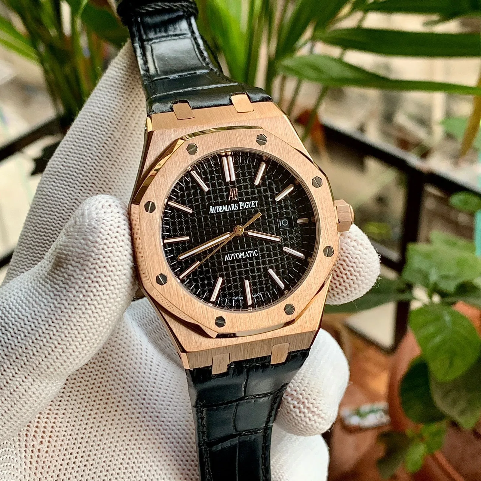 Audemars Piguet Royal Oak Leather Black Dial