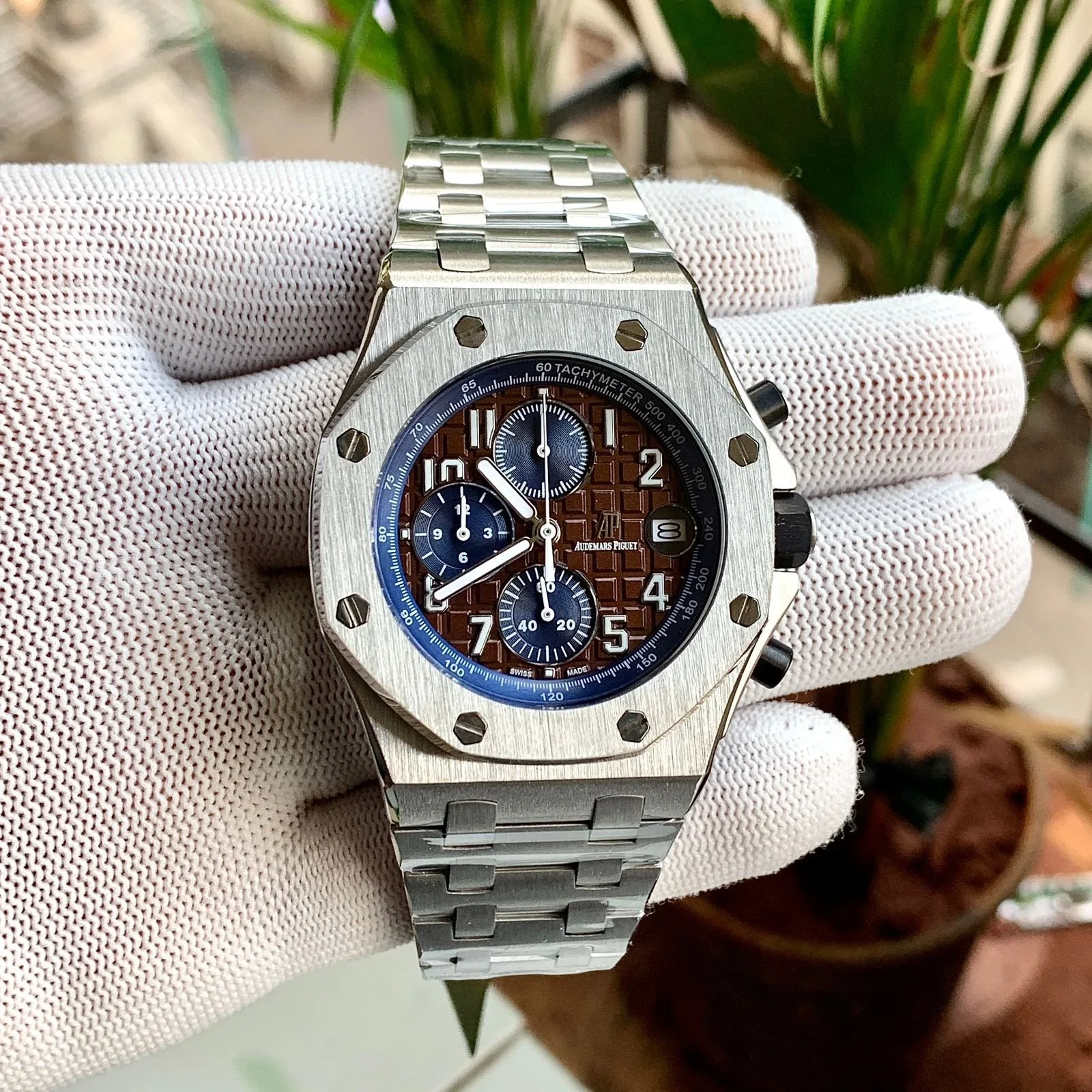 Audemars Piguet Royal Oak Leather Brown Silver Dial