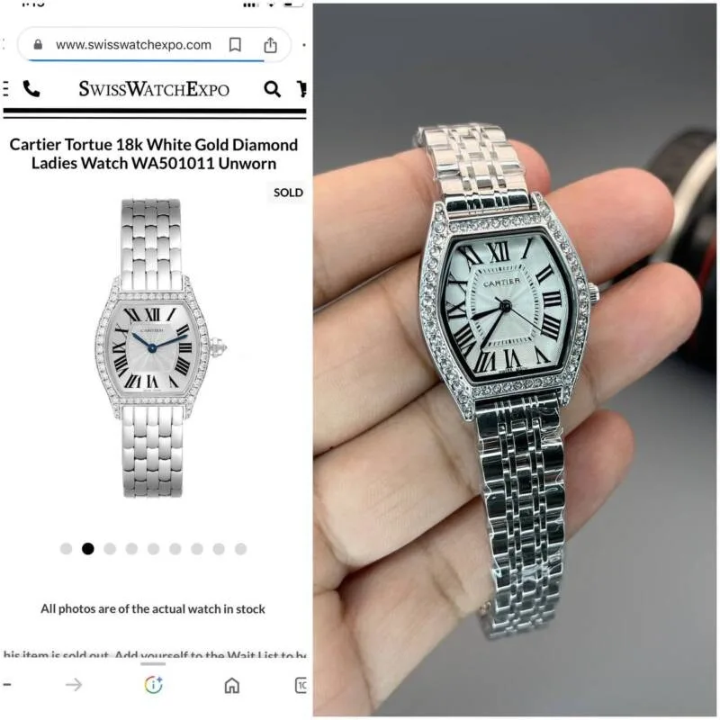 Cartier Tortur 30Mm White Diamond Watch