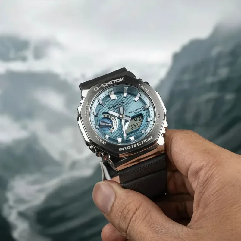 Casio G-Shock G-Steel GM-2100 Silver Blue Analog-Digital Watch