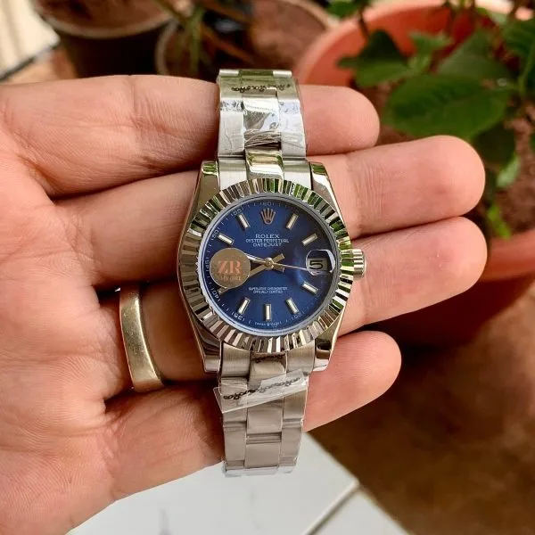 Datejust Silver-Blue Fluted Bezel 33Mm Rolex