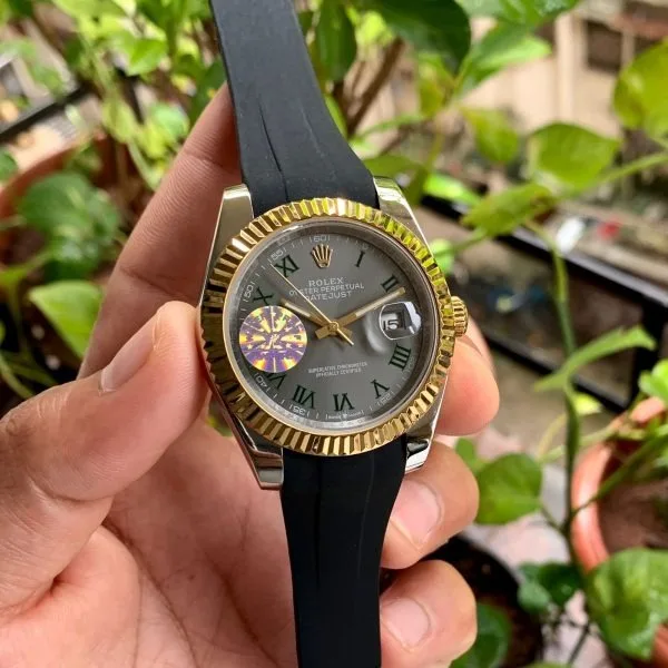 Datejust Wimbledon Dial Black Strap Automatic Rolex