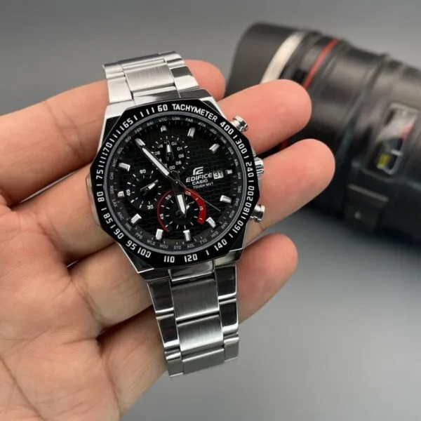 Edifice Quartz Chronograph Silver Black Dial Casio