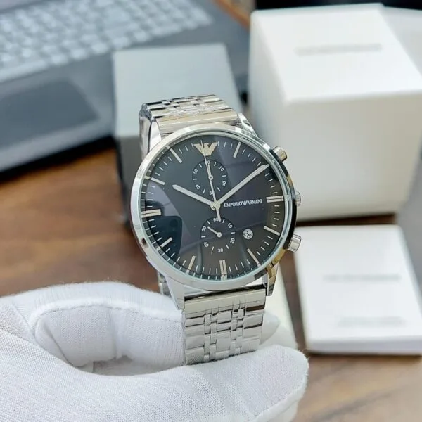 Emporio Armani Ar0389 Silver Black Dial