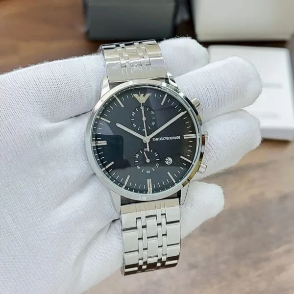 Emporio Armani Ar0389 Silver Black Dial