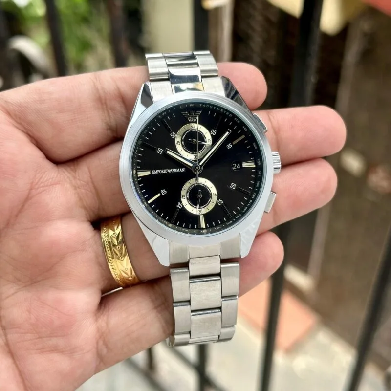 Emporio Armani Ar0389 Silver Black Dial