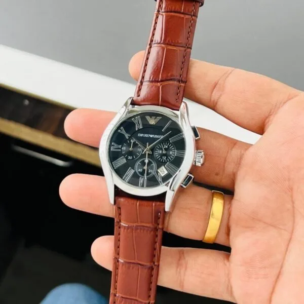 Emporio Armani Leather Black Dial