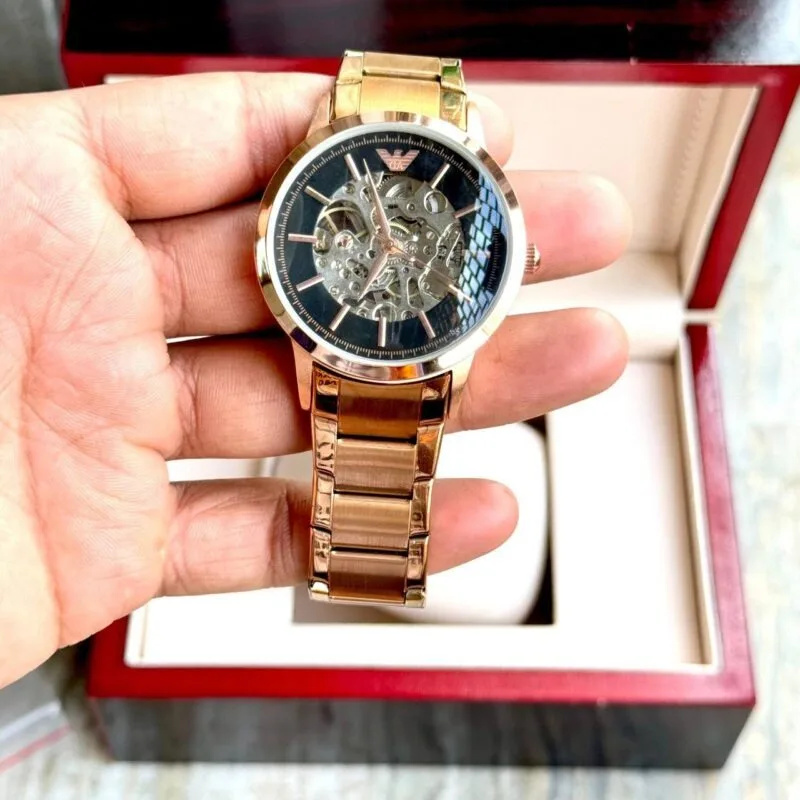 Emporio Armani Meccanico Rosegold Black Dial