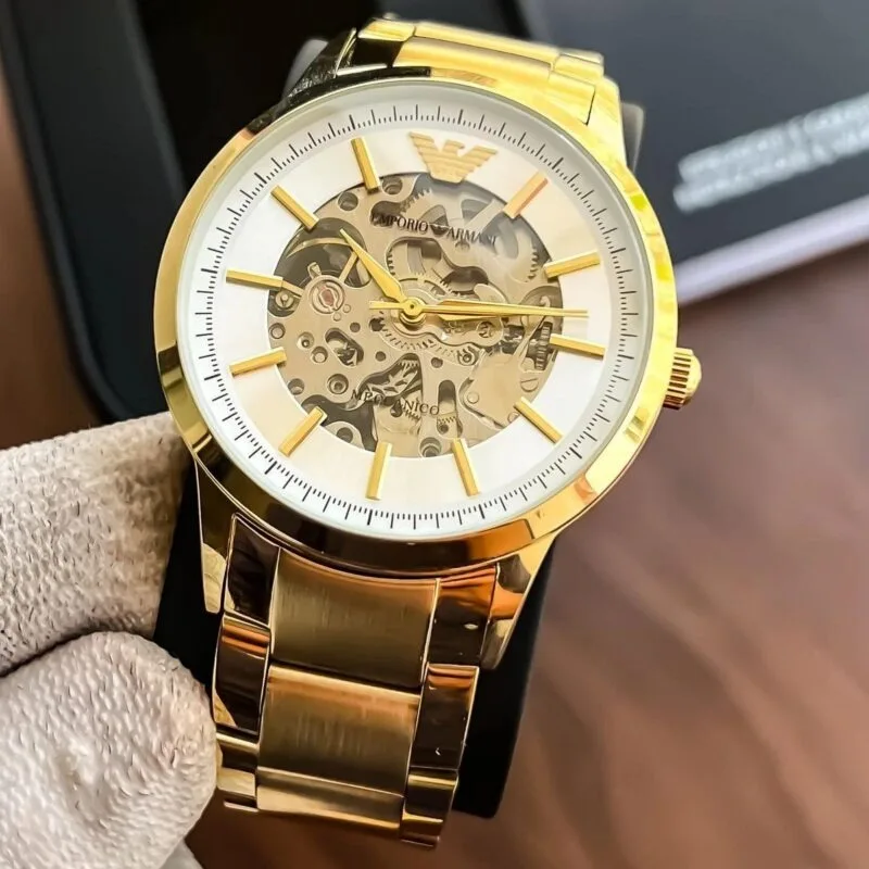 Emporio Armani Meccanico Skeleton White Dial