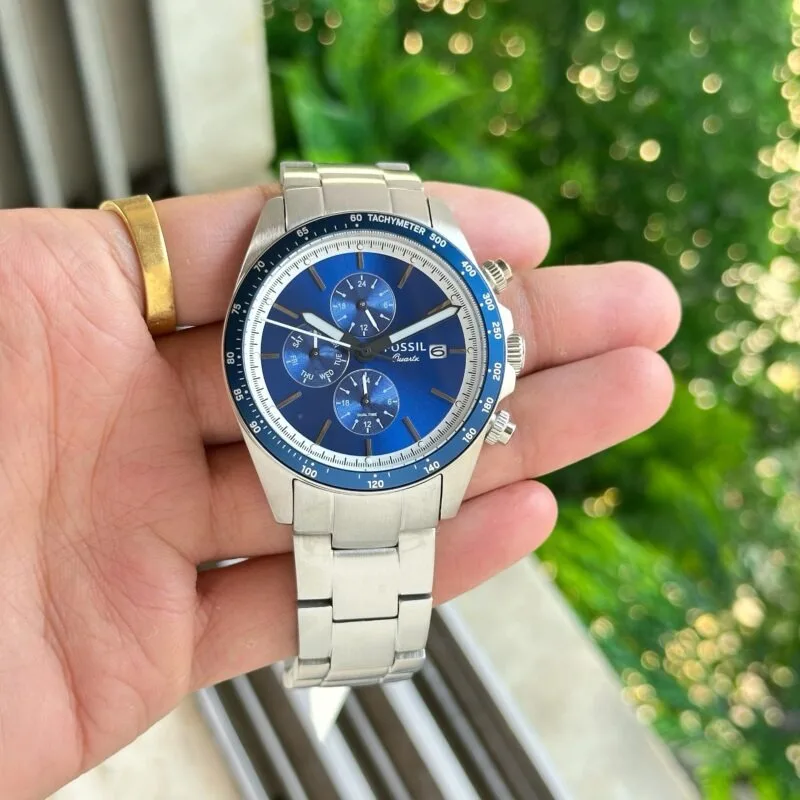 Fossil Autocross Silver Blue Quartz