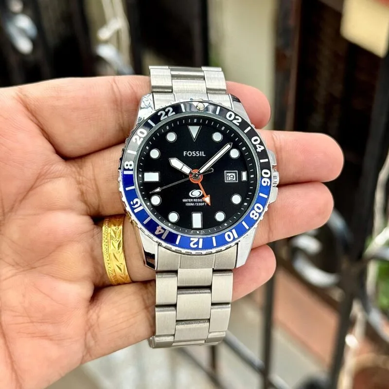 Fossil Blue GMT Batman Black Dial