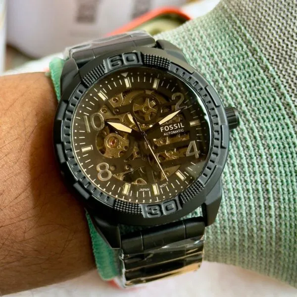 Fossil Bronson Black Automatic Skeleton Watch