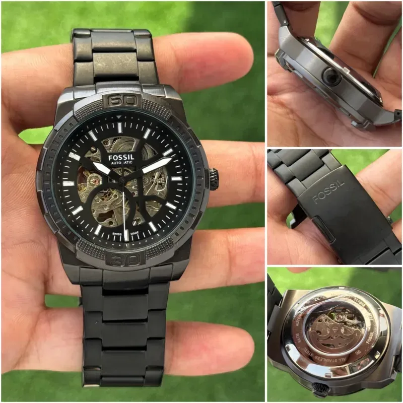 Fossil Bronson ME3257 Black Skeleton Dial