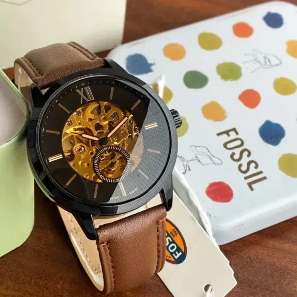 Fossil Brown Skeleton Dial  Watch