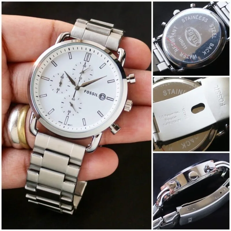 Fossil Commuter Silver Chronograph White