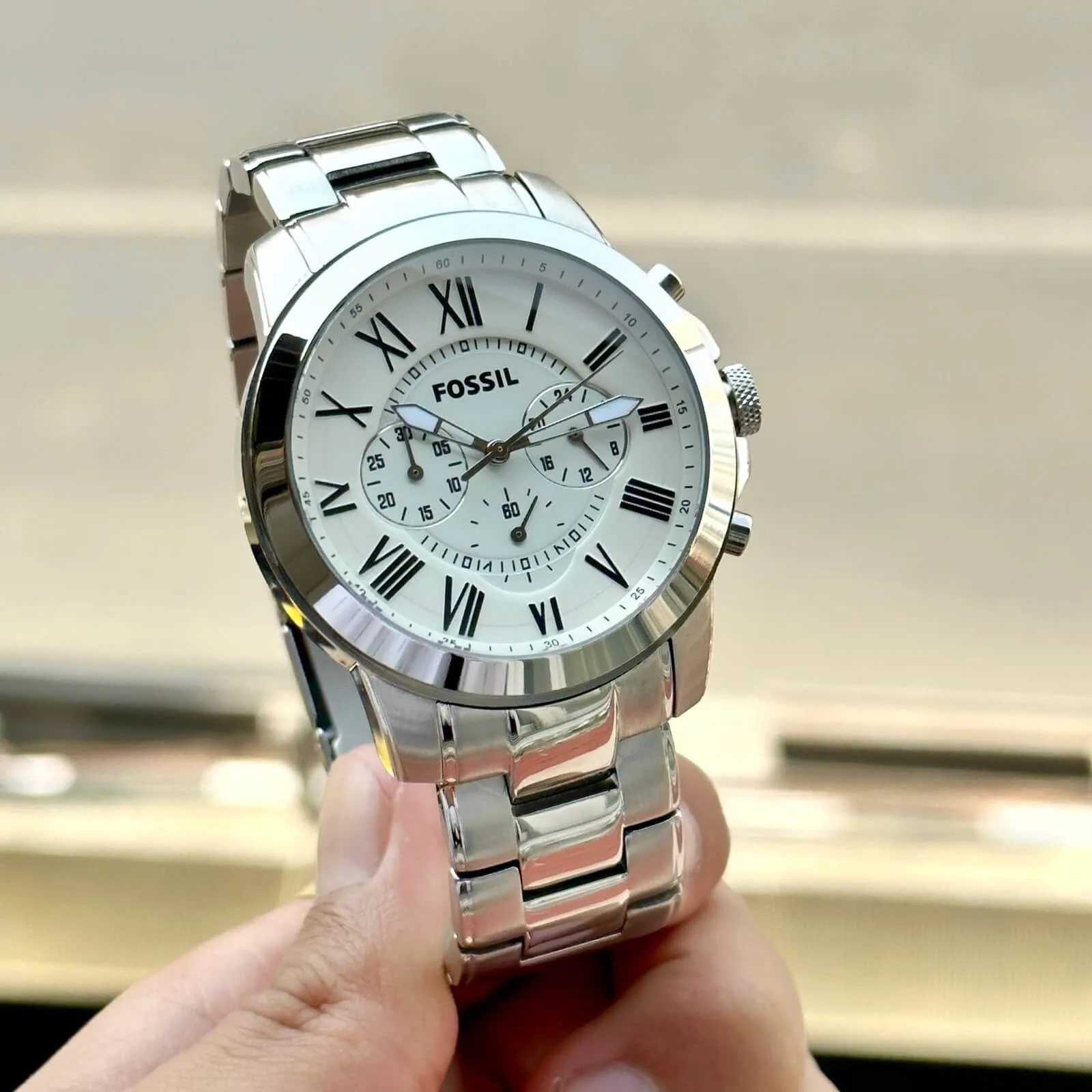 Fossil FS Grant Chronograph White