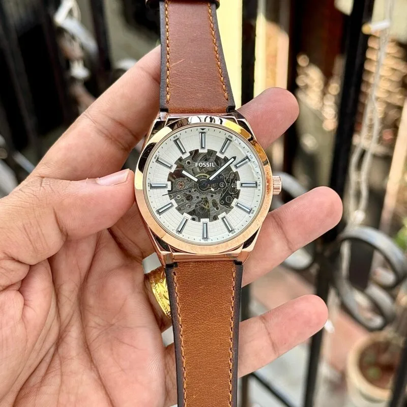 Fossil FSA Skeleton White Dial Watch