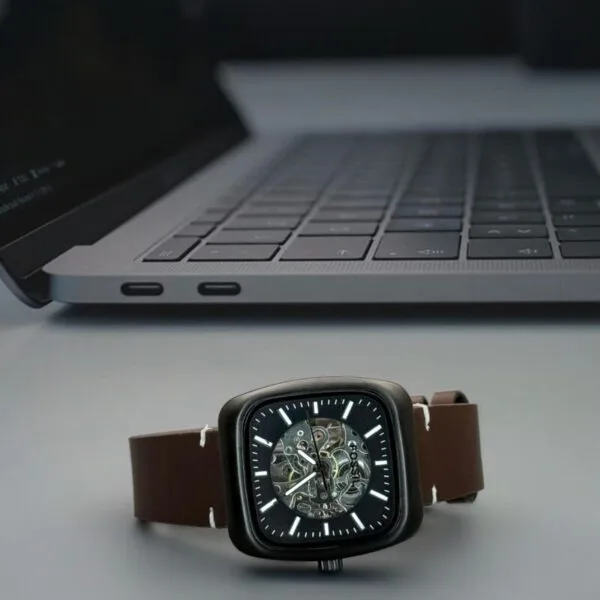 Fossil FSA Square Skeleton Black Dial