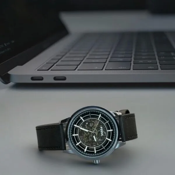 Fossil FSA Square Skeleton Black Dial
