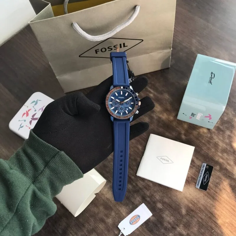 Fossil GMT Dive Blue Rubber Strap