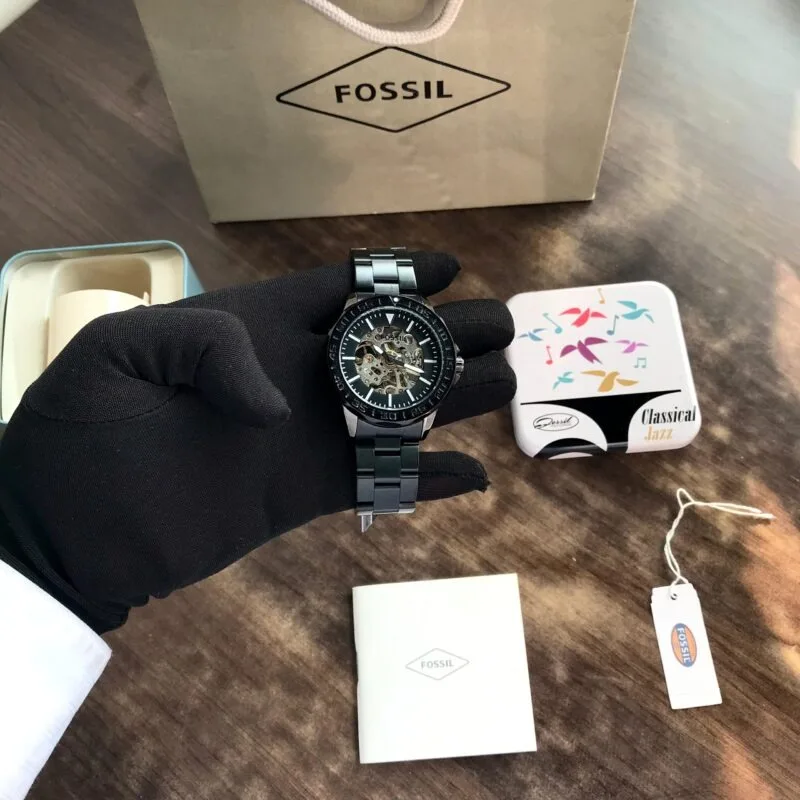 Fossil Grant Black Skeleton Dial