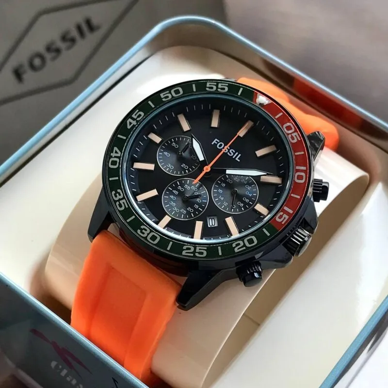 Fossil Grant Chronograph Orange Strap