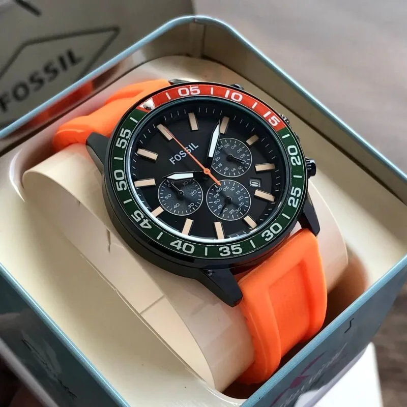 Fossil Grant Chronograph Orange Strap