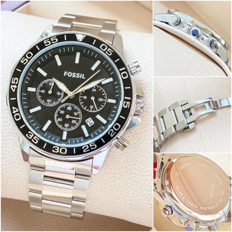 Fossil Grant Silver Black Watch