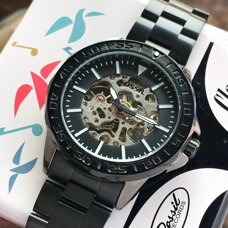 Fossil Grant Skeleton ME3102 Black Dial