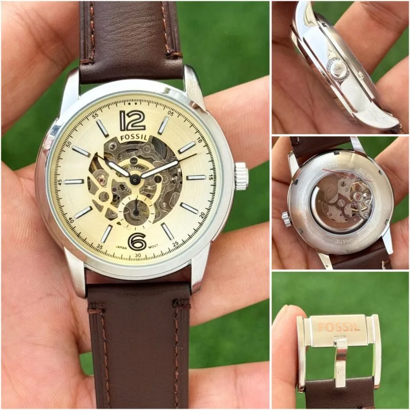 Fossil Heritage Skeleton Cream Dial