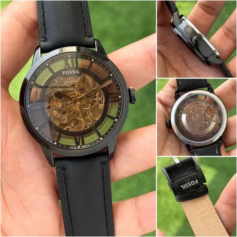 Fossil Townsman Black Skeleton  Watch