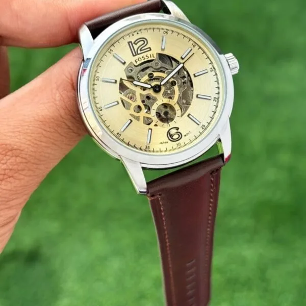 Fossil Townsman Cream Skeleton Dial