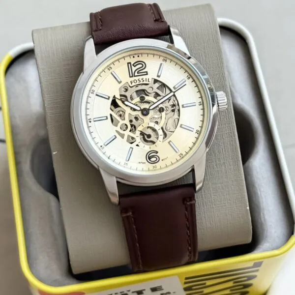 Fossil Townsman Cream Skeleton Dial
