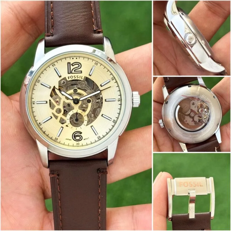 Fossil Townsman Cream Skeleton Dial