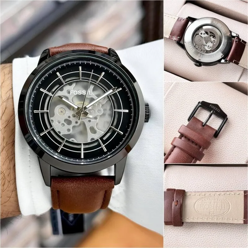 Fossil Townsman Grey Skeleton Dial
