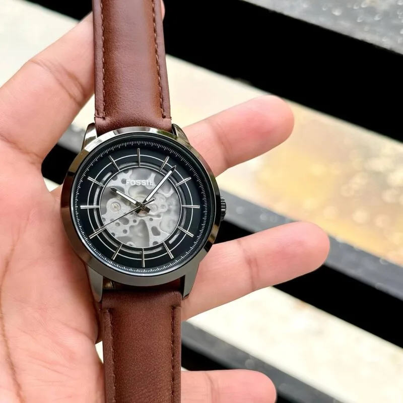Fossil Townsman Grey Skeleton Dial