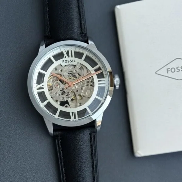 Fossil Townsman Silver White Skeleton  Watch