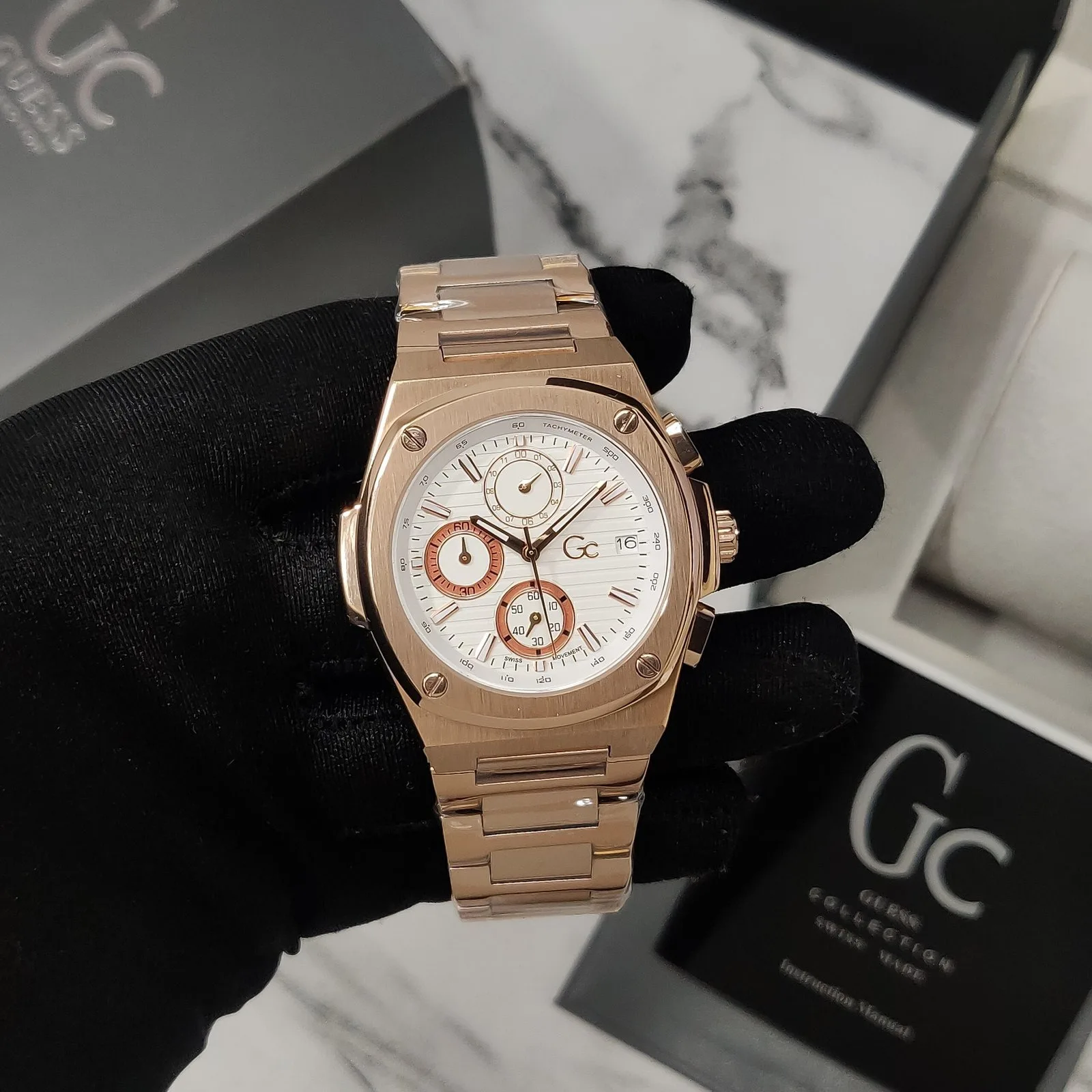 Guess Coussine Shape Chronograph White Dial