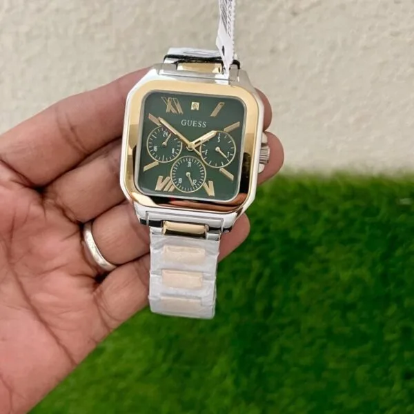 Guess Integrity Square Green Dial Analog Timepiece
