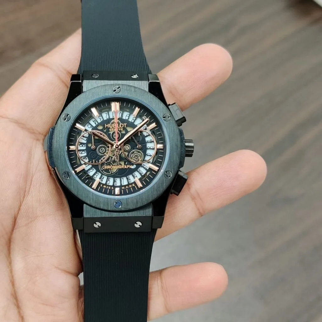 Hublot Black Chronograph First Copy Timepiece