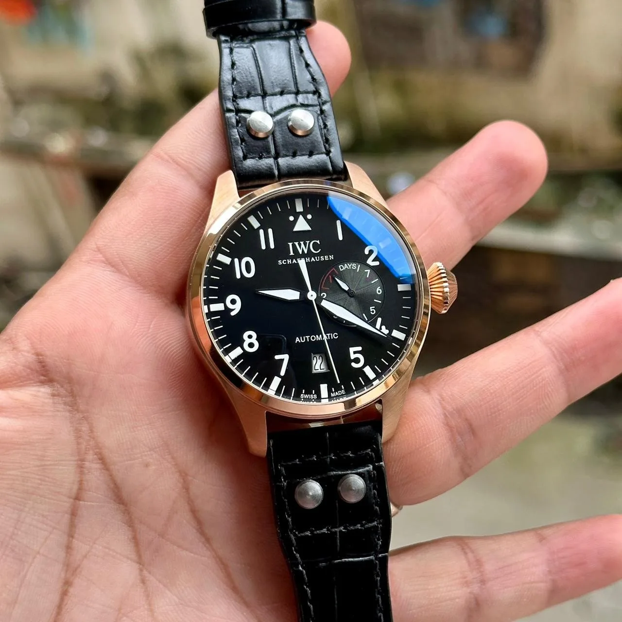 IWC Big Pilot Heritage Black Dial Croco Strap IWC Schaffhausen