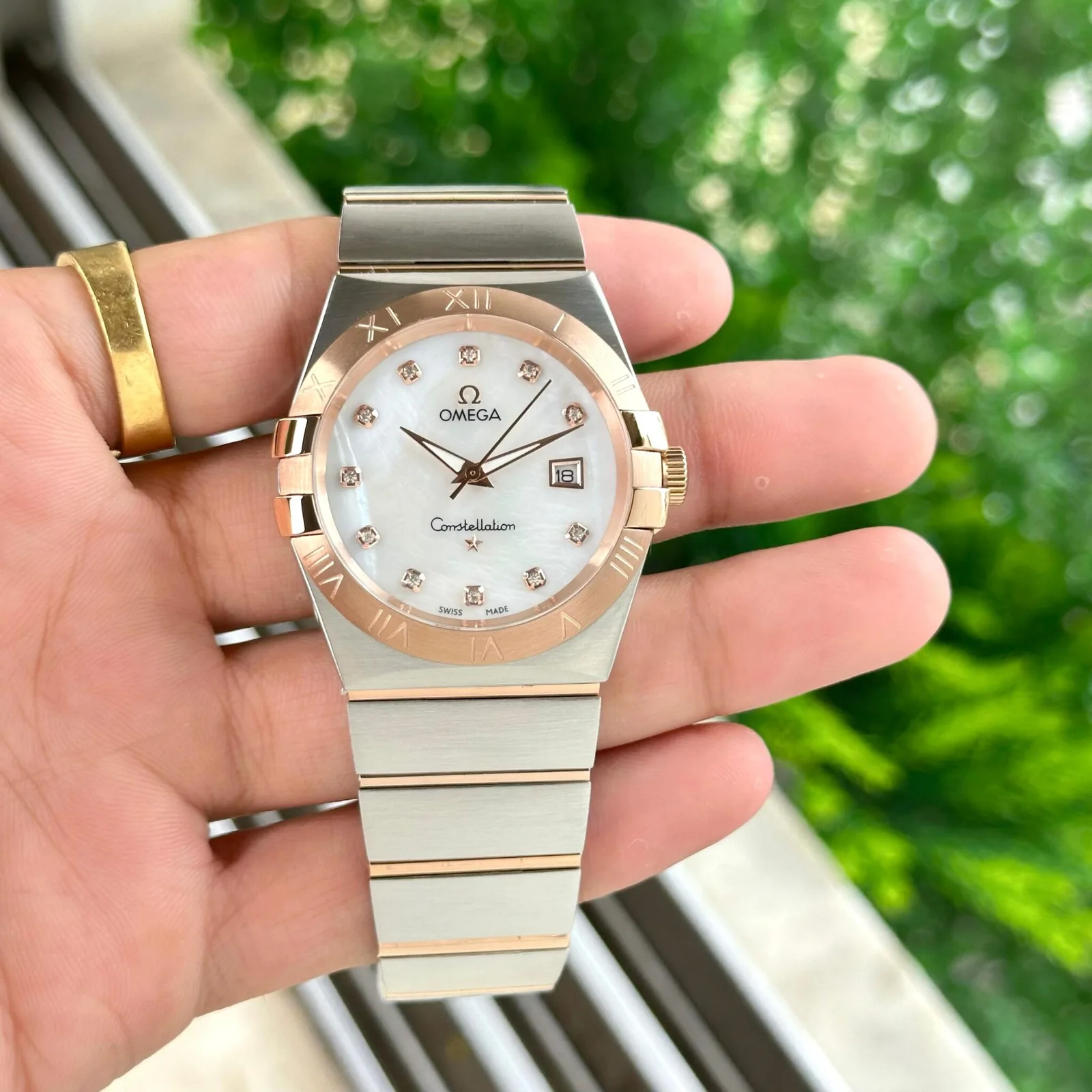 Omega Constellation MOP Diamond Hour Marker