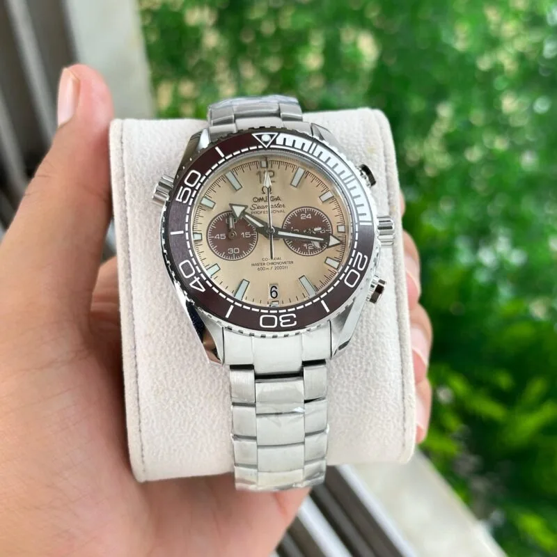 Omega Seamaster Planet Ocean Beige Dial Chronograph Watch