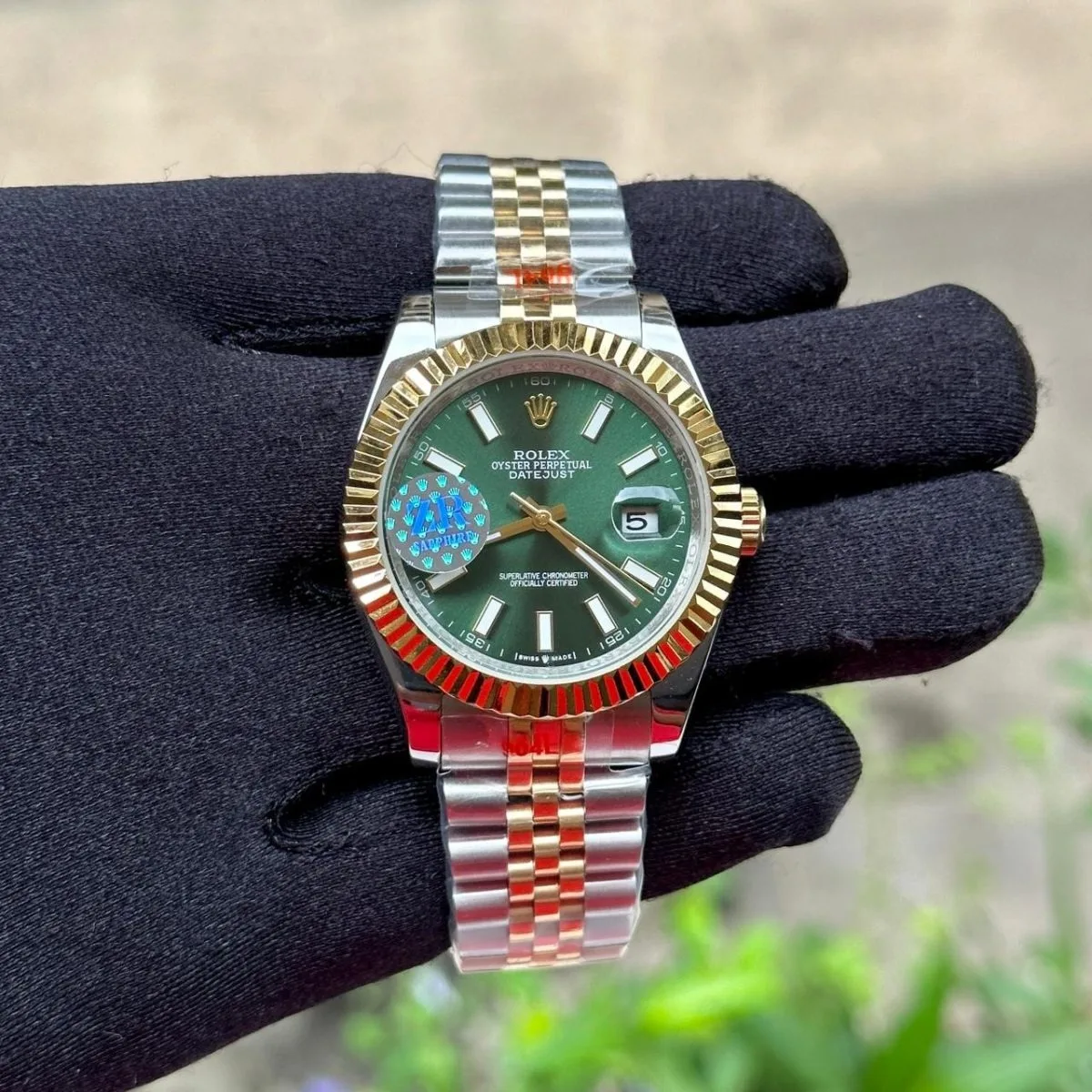 Oyster Perpetual Green Dial Dual Tone Rolex