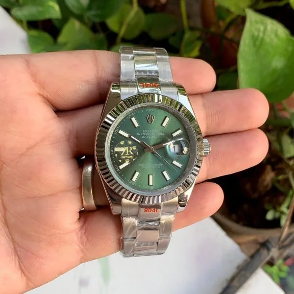 Oyster Perpetual Green Dial Fluted Bezel Rolex