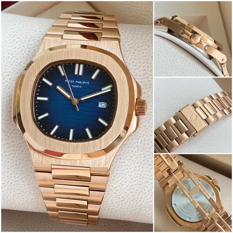 Patek Philippe Nautilus Rosegold Blue Dial Watch