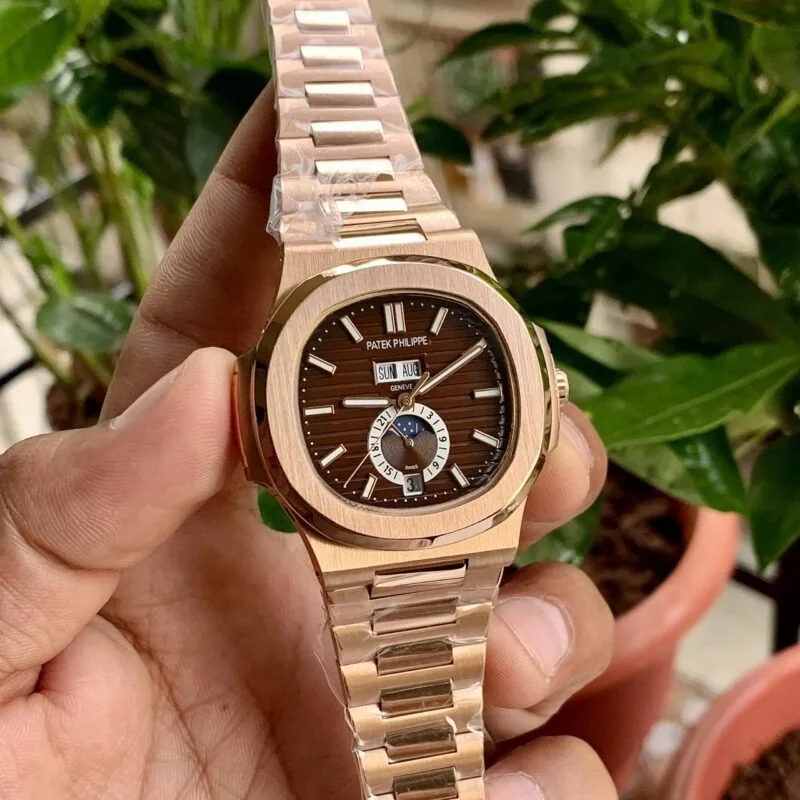Patek Philippe Nautilus Rosegold Brown Dial Moonphase