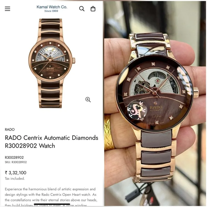 RADO CENTRIX OPEN HEART AUTOMATIC BROWN DIAL