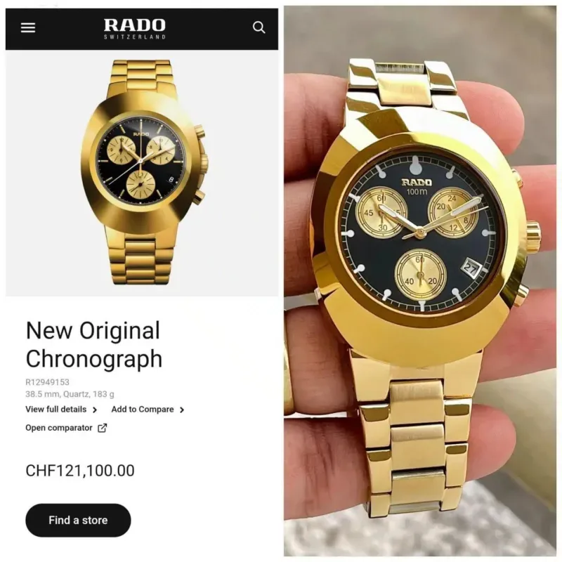 RADO QUARTZ MOVEMENT 7AAA SLIM DIAL GOLDEN