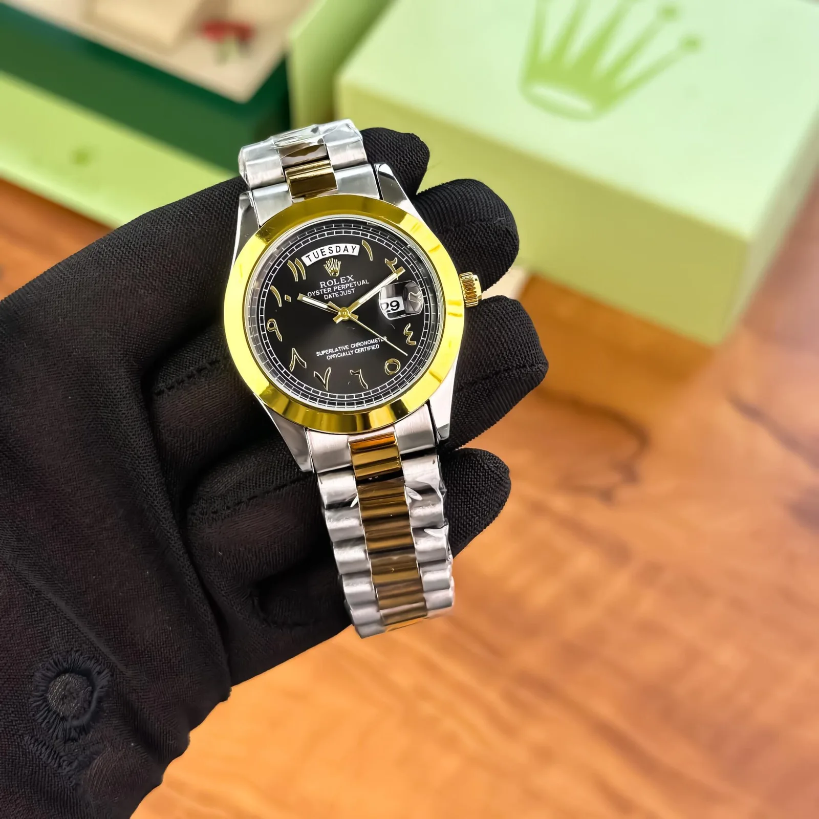 Rolex Classic Day-Date Black Arabic Dial Watch